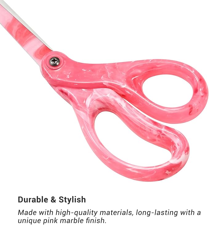 LIVINGO All Purpose Scissors 8" Heavy Duty Shears Gradient Pink | Sharp Stainless Steel Blade, Smooth Comfort Grip, Fabric Paper Arts Crafts Office Home Supplies