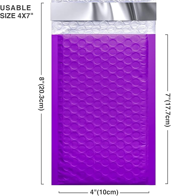 Metronic Bubble Mailers, Pur-ple 4x8, Case of 800, Bulk Poly Bubble Mailers, Shipping Bags, Shipping Envelopes Self-Seal, Mailing Envelopes, Padded Envelopes, Packaging for Small Business, Jewelry