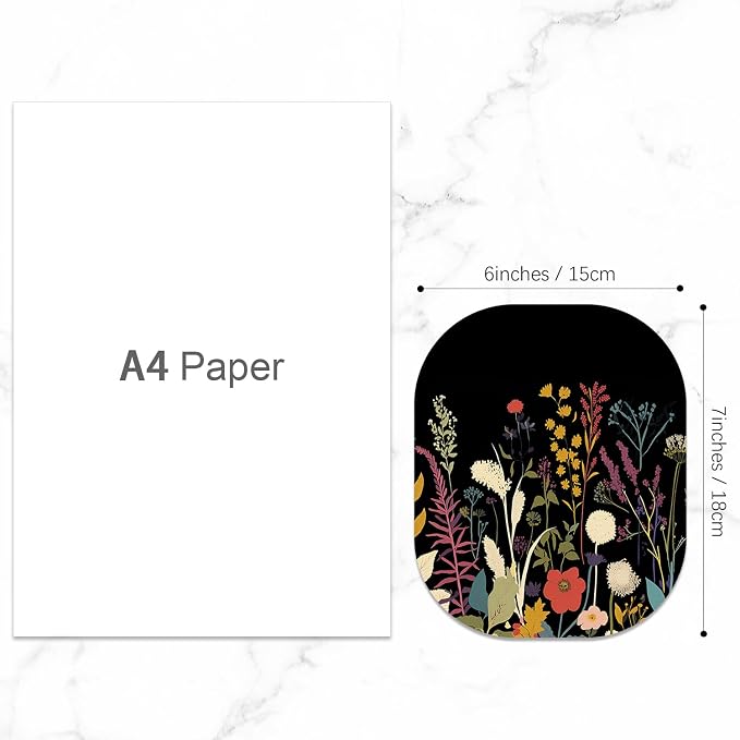 Small Mouse Pad, 6 x 7 Inch, Oval Mini Mouse Pad with Non-Slip Rubber Base for Laptop Wireless Mouse Keyboard Tray Mousepad, Beautiful Flowers and Plants