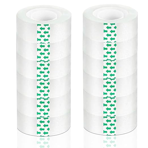 12 Rolls Transparent Tape Refills, Clear Tape, Gift Wrap Tape 3/4 Inch x 1000 Inch, Clear Tape Refill Rolls for Gift Wrapping, Home, School Office Supplies