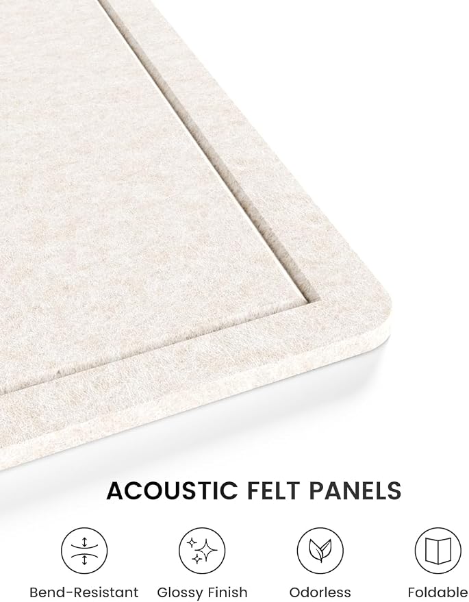 Fluxynara 47.2" x 35.4" Large Bulletin Board, Oatmeal | Cork Board Alternative with 24 Removable Adhesive Tabs, Foldable Felt Pin Board for Home, Office, Classroom & Dorm