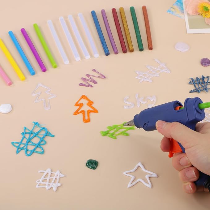 120PCS Hot Glue Sticks for Craft - 0.28x3.9" Gartful Mini Size Hot Melt Glue Sticks, 48 PCS Clear+36 PCS Colored+36 PCS Glitter, Multipurpose for Art Craft Project, General Repair, Bonding, Sealing