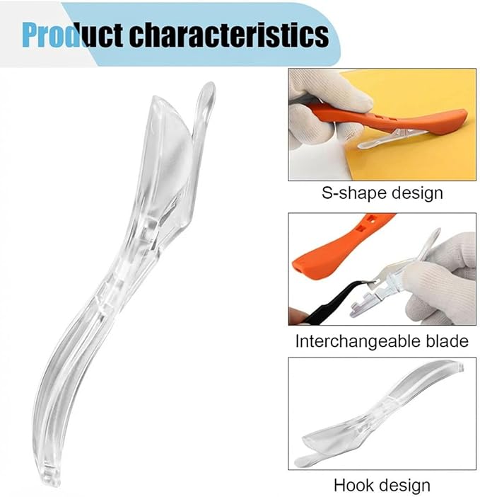 3PCS Wrapping Paper Cutter Knife, Vinyl Cutting Tool with Handle, Hidden Blade Safety Sliding Cutter, Paper Cutter with 10 Spare Blade for Scrapbook, Craft Paper, Photo (White)