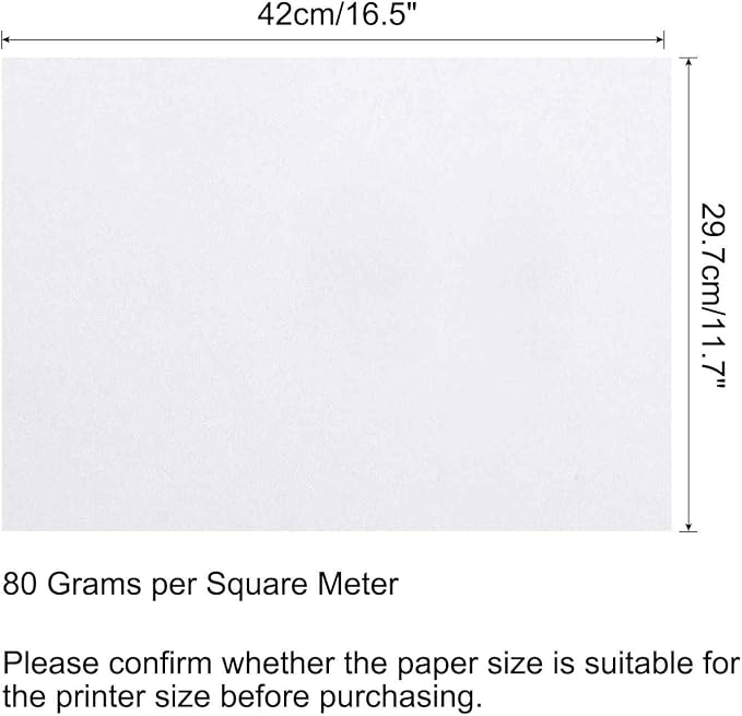 MECCANIXITY 50 Sheets Colored Copy Paper 16.5 x 11.7 Inch Printer Paper 80gsm White for Office Printing, Document Copying, Invitations, Forms, Art Projects