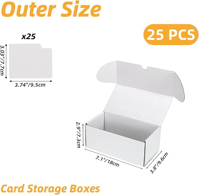 Bulk 600 Capacity Trading Cards Storage Box, in Total 25 Pack All White Cardboard Shipping Boxes for 15000 Count 12pt 2.5x3.5 inch Cards or Sleeved Cards
