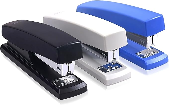 Labor Saving Black Desktop Staple, 4.8 Inch Stapler with 500 Pcs No.12 Staples for 20 Sheets Capacity (Black)