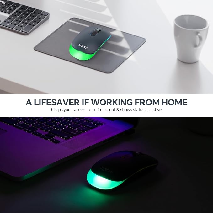 Wireless LED Mouse Rechargeable 2.4GHz/Bluetooth Multi Connect Method Silent Slim with Big Exchangeable Battery 1600DPi USB compatible with Mac Windows for PC laptop office with C-adapter cord manual