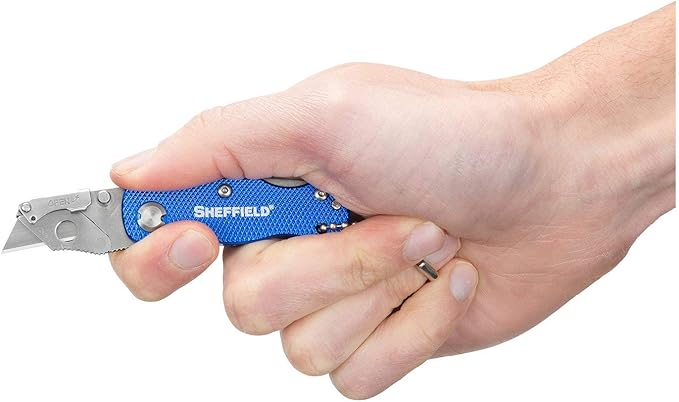 Sheffield Mini Box Cutter, Mini Utility Knife Aluminum Handle, Accepts Mini Utility Blades, Keychain Knife for Home, Office, Trades, and Warehouse