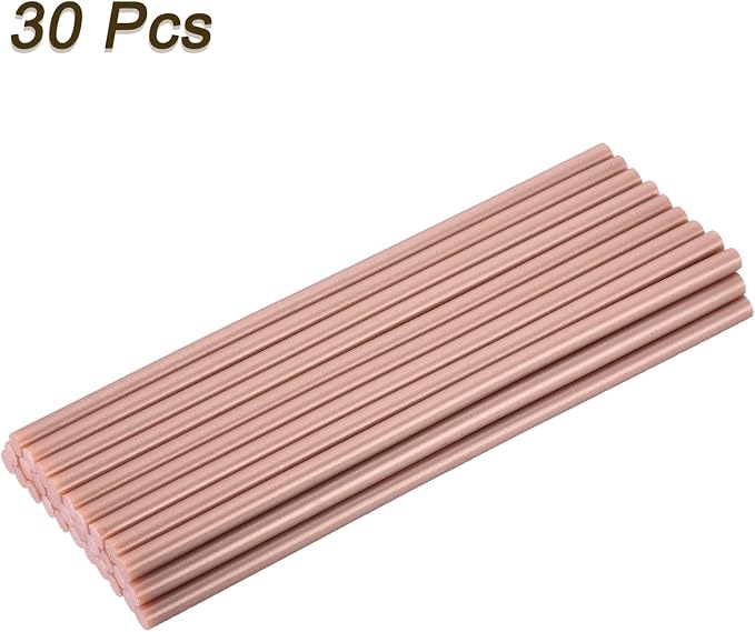 uxcell 30pcs Full Size Hot Glue Gun Sticks 8-inch x 0.27-inch High Sticky Small Hot Glue Sticks for Glue Gun, Rose Gold