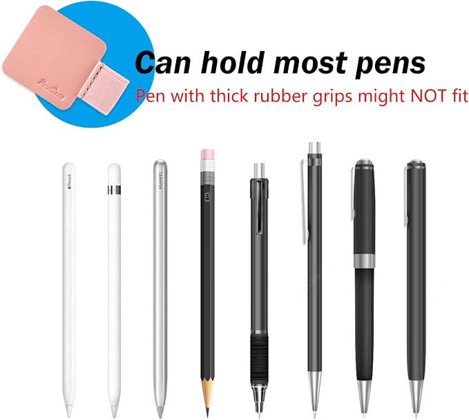 ProCase (5 Pack Pen Loop Holder for Notebooks Journals Planners Tablet Case, Self Adhesive Leather Pencil Holder with Elastic Loop for Pens, Apple Pencil, Stylus Pen -Pink/Purple/Mint
