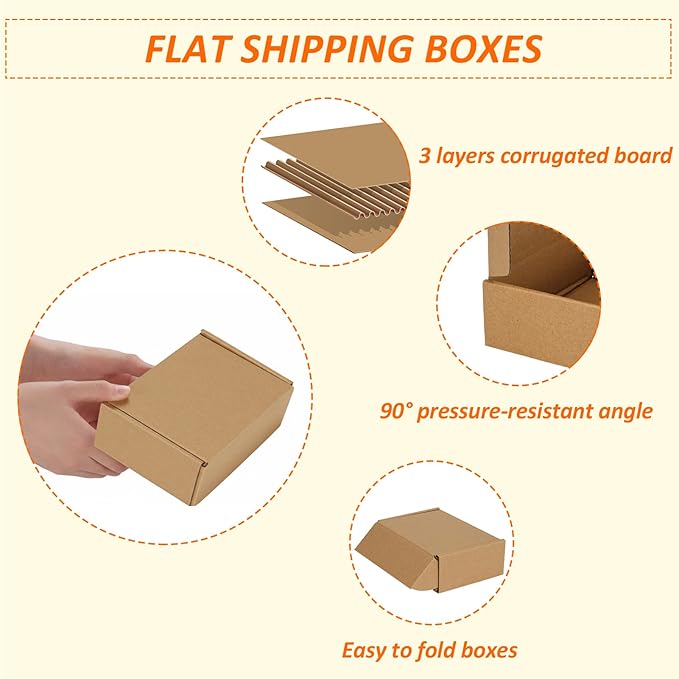 HORLIMER 6x4x2 inches Shipping Boxes Set of 50, Brown Corrugated Cardboard Box Literature Mailer