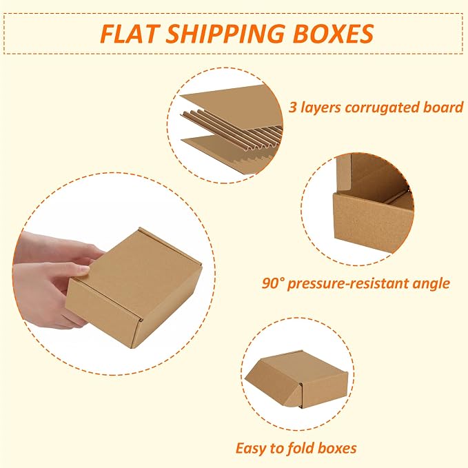 HORLIMER 6x4x2 inches Shipping Boxes Set of 50, Brown Corrugated Cardboard Box Literature Mailer