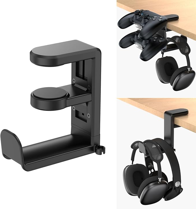 Rotating Headphone Stand - EURPMASK Upgraded PC Gaming Headset Stand, Adjustable Clamp-on Headphone Holder, Headphones Hanger Hook Under Desk with 360 Degree Swivel&Cable Clip Organizer - Darth Vader | 360° Swivel,Headset Hook Under Desk,No Residue,Cab...