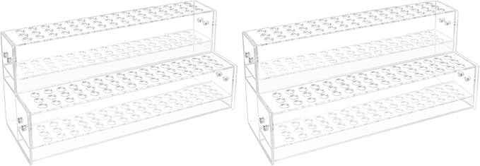 2PCS 96-Slots Pen Display Stand,2-Tier Acrylic Pen Holder for Craft Shows,12mm Beadable Pens Stand Paint Brush Holder Pencil Organizer Makeup Brush Rack Art Brush Organizer for Desk School Supplies