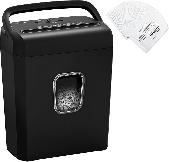 Bonsaii 6-Sheet Micro-Cut Paper Shredder & 24 Pack Lubricant Sheets