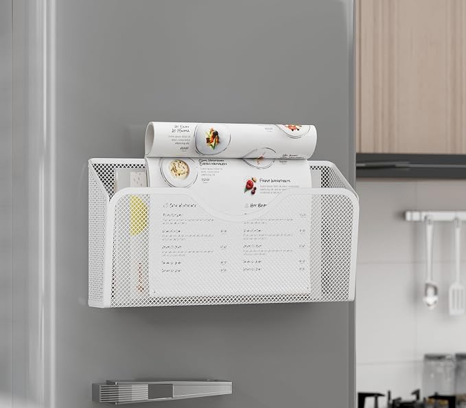 JANE EYRE Magnetic File Holder - 3PCS Paper File Mail Organizer | No Drilling, Strong Dual Magnets Magazine Paper Document Organizer for Cabinets Office Whiteboard