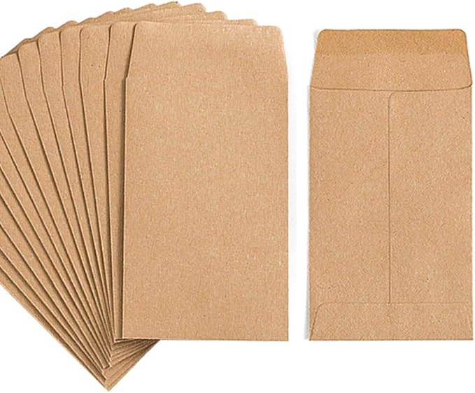 200 Pack Small Coin Envelopes Kraft Paper 2.25"×3.5" | Self-Adhesive, Seed Envelopes, Mini Parts & Small Items Storage Packets, For Garden, Office or Wedding Gift