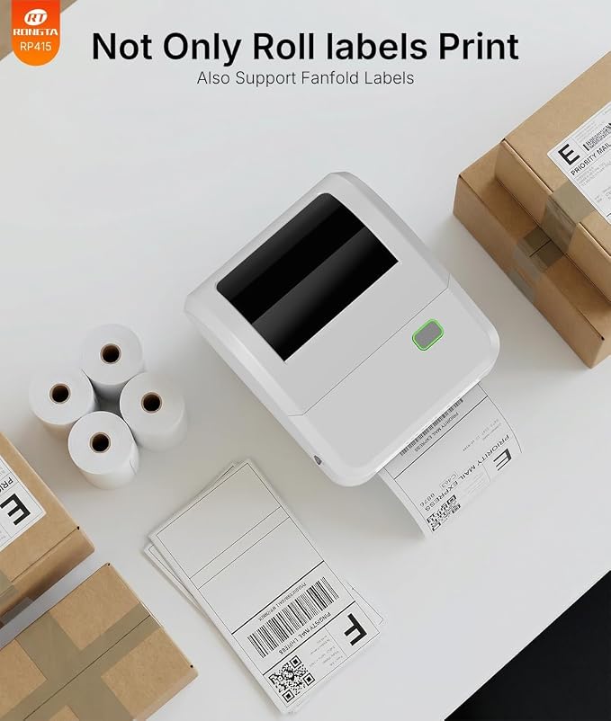 Rongta Bluetooth Shipping Label Printer RP415, Wireless 4x6 Thermal Label Printer for Shipping Packages, Small Business, Home, Office, Compatible with E-Commerce Platform