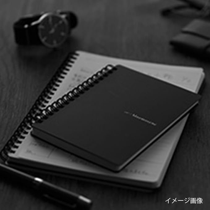 Maruman Mnemosyne Spiral Notebook, 140 Pages, A4 8.27"x11.69", 5mm Dot Grid | Professional Black Cover, Dotted Paper, Twin-Wire Bound To Lay Flat, Perforated Pages, For School & Office, Made in Japan