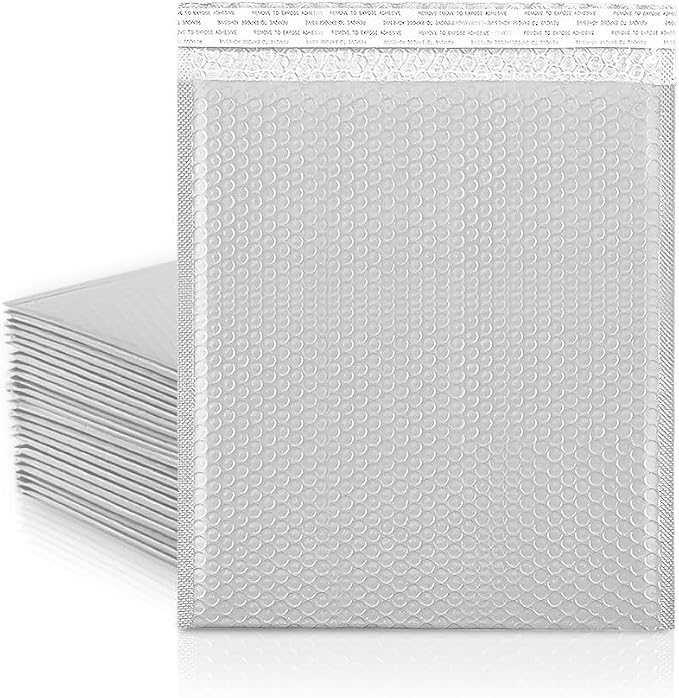 Koja Extra Thick Padded Bubble Mailers, 6x10 in, 25-Pack, White | Usable interior size 6x9 in. Self-seal closure for secure packaging. Ideal for shipping and small business mailing.