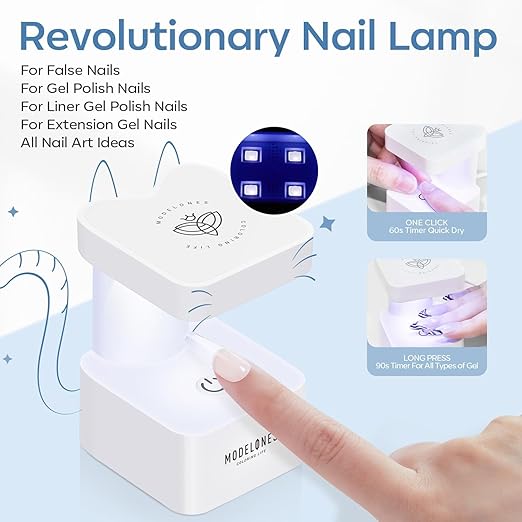 modelones X Nail Gel Kit,Square Nail Tips, 9-in-One Glue Prep Dehydrator & Portable Mini U V Light Acrylic Clipper, 500Pcs Medium Square Tips for Extension Kit DIY Salon Home Gift