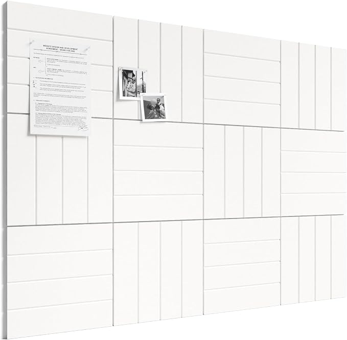 Bumusty 48" x 36" Large Cork Board Alternative, Milky White | 12-Pack Felt Bulletin Board Tiles, 60 Adhesive Tabs, 30 Pushpins, Home, Office, Classroom, Vision Board