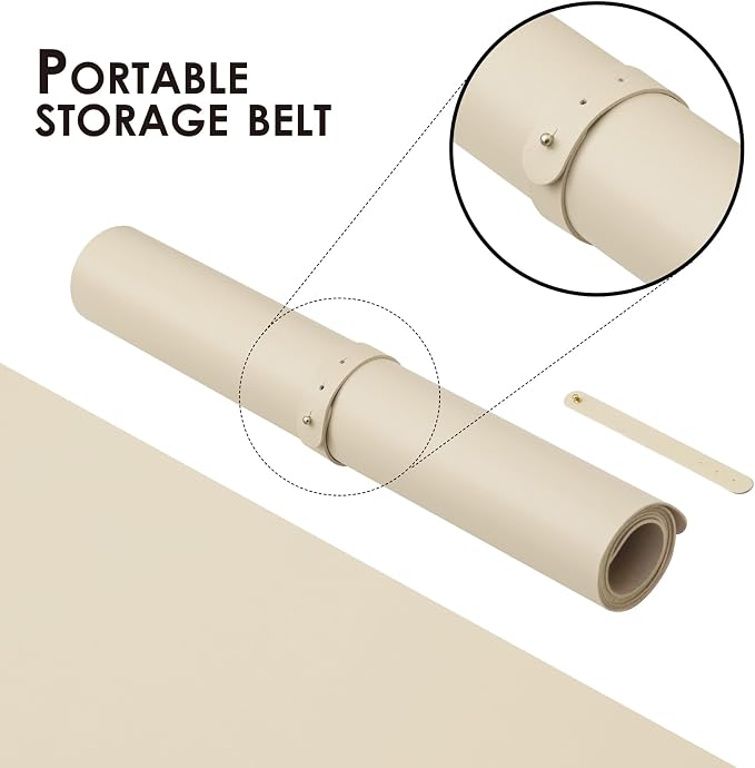 Leather Desk Mat - Non-Slip PU Desk Pad for Office and Home - Desk Organization and Accessories - Ideal for Large Mouse Pad and Desk Mats on Top of Desks (Beige,31.5"x 15.7")