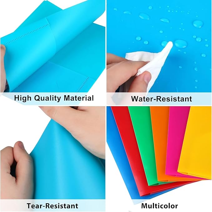HABGP Plastic Folders with Pockets, 18 Color Heavy Duty Two Pocket Folder | Business Card Holder, for Office, High School