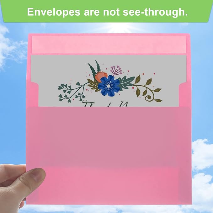 50 Packs 5x7 Envelopes, A7 5x7 Envelopes for Invitations, Printable Invitation Envelopes Self Seal for Weddings, Invitations, Photos, Greeting Cards, Mailing (Pink)