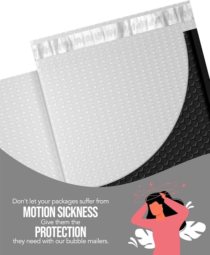 GSSUSA Black Bubble Mailers 8.5x12" 250 Pack Padded Envelopes Self Seal | 8.5x11" Usable Size, Shipping Bags for Clothes Magazines, Strong Adhesion, Tear Proof Waterproof, Small Business Supplies
