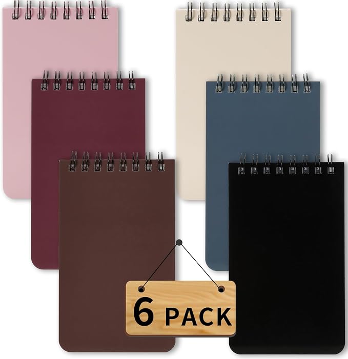 QiCheng 6pcs Pocket Notebook Mini Notepad Small Spiral Notebooks 3X5Inch | functionality PortabilityPortability convenience