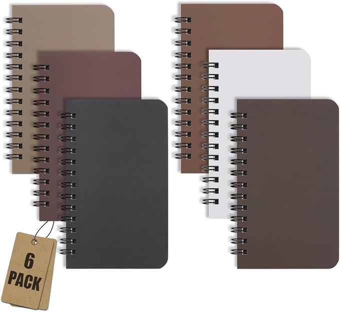 KTOJOY 6 Pack Spiral Notebook Small Pocket Notebook 3x5 Spiral Notepads With Lined Pages, Small Top Spiral Notebook Little Mini Memo Steno Note Pads for Outdoor Home Office College School