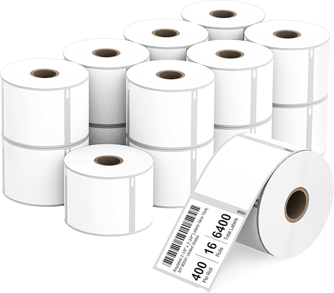 Compatible 2-1/8" x 2-3/4" Direct Thermal Labels Replacement for DYMO 30258 Barcodes Address Postage, Compatible with Rollo, DYMO 4XL & Zebra Desktop Printers (16 Rolls, 400 Labels/Roll)