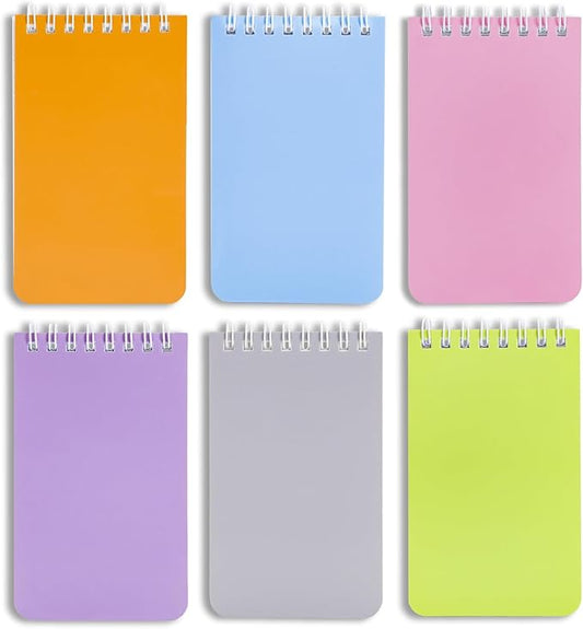 QiCheng 6pack Pocket Notebook Small Notepad Pocket Notepad Small Spiral Notebooks 3X5Inches (6-2)