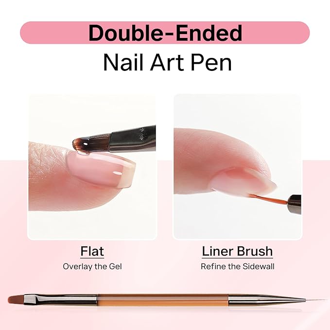 MIZHSE 8 in 1 Builder Gel for Nails, 2Pcs Clear Hard Builder Gel for Nails Strengthen Thickening Tip Design Rhinestone Nail Glue U V LED Extension Gels Kit for Nail Art Design