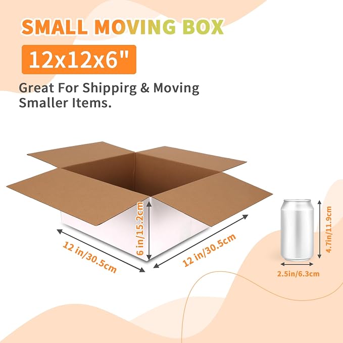 Rempry White 12x12x6 Shipping Boxes Set of 15, Corrugated Cardboard Box for Mailing, Packaging Small Business, Kraft Mailer Gift Boxes