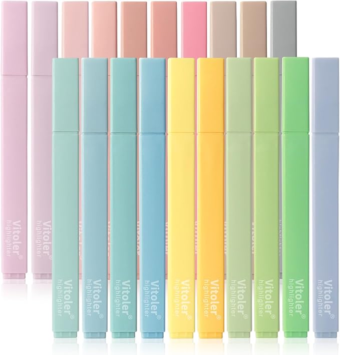 Highlighters, Pastel Highlighters Set, Assorted Color , Chisel Tip 20Pcs | cute ,high quality for bible study,books,journal,writing,school office