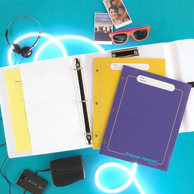 Mead Trapper Keeper Binder, Retro Design, 1 Inch Binder with Folders and Pockets, Holds 8-1/2" x 11" Paper, Colorblock (260038FN-ECM)(Pack of 6)