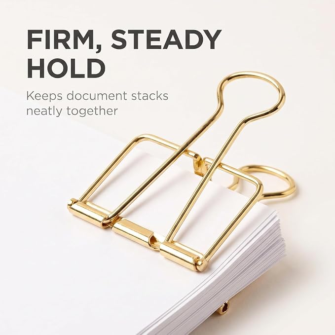 4Pcs Golden Hollow Out Long Tail Wire Binder Clips Paper Binder Clip Large 51mm Binder and Paper Clips Small in Size and Light in Weight,Clips, Clamps and Rings,Clips, Clamps and Rings