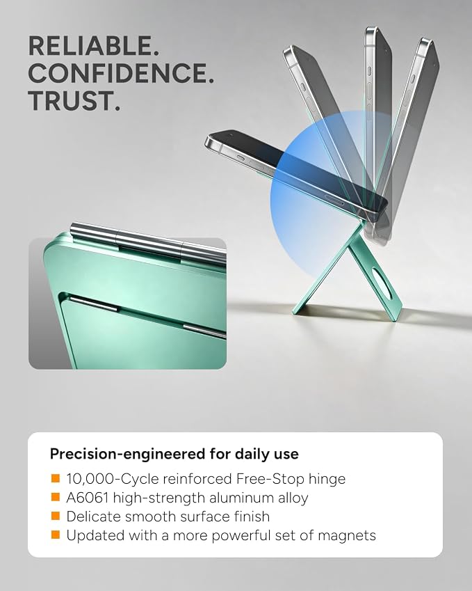 1ST IDEA for Magsafe Tripod, Tripod for iPhone Lightweight Aluminum Alloy & Angle Adjustment & Strong Magnets iPhone Tripod Stand Compatible with 17/16/15/14/13/12 (Included Metal Ring)