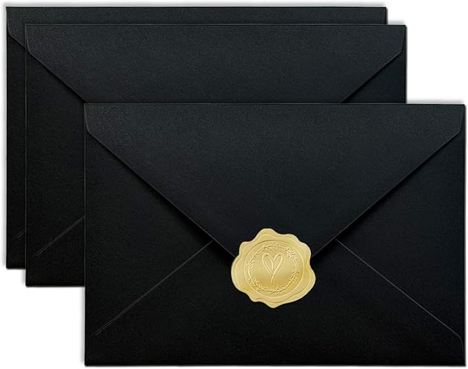 50 PCS Black A4 Envelopes for Invitation, 4x6 Envelopes for Greeting Cards | Great for Invitations, Photos, Wedding Invitation, Birthday, Baby Shower, Graduation
