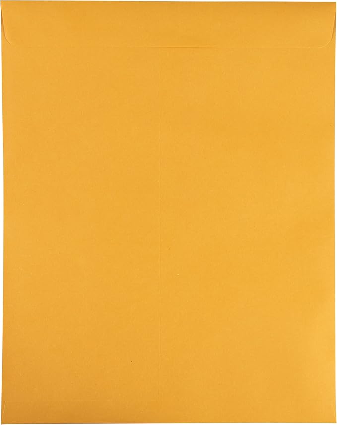 JAM PAPER 11 1/2 x 14 1/2 Open End Catalog Commercial Envelopes with Peel and Seal Closure - Brown Kraft Manila - Bulk 250/Box