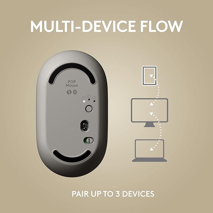 Logitech POP Mouse, Wireless Mouse with Customizable Emojis, SilentTouch Technology, Precision/Speed Scroll, Compact Design, Bluetooth, Multi-Device, OS Compatible - Mist
