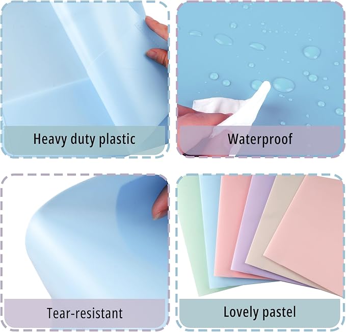48 Pack Colored File Folders with Pockets, Pastel, Cute Plastic Folders | Business Card Holder, Decorative Pocket Folders, for Documents, for Filing Cabinet, School, Office, Resume Portfolio