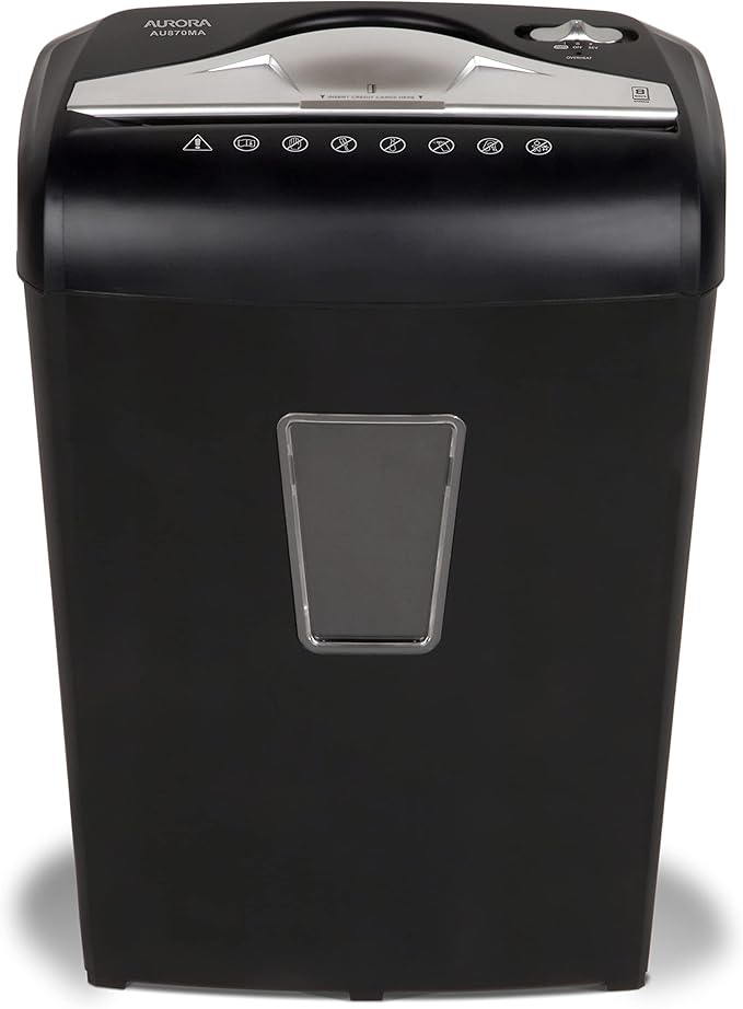 Aurora AU870MA High-Security 8-Sheet Micro-Cut Paper Credit Card Shredder Black
