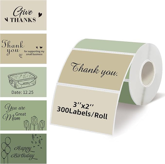 Starboling 3" x 2" Thermal Labels,Self-Adhesive Rectangle Thermal Printer Sticker,for Price,Barcode,Mailing,Name（Green Gradient）
