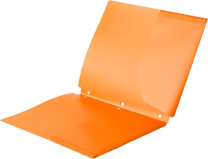 Amazon Basics Plastic 3 Hole Punch Folders with 2 Pockets for Documents, Letter Size 8.5 x 11 inches, School Supplies, Assorted Colors, Pack of 12