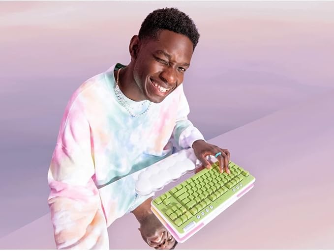 Logitech G715 Wireless Mechanical Gaming Keyboard with LIGHTSYNC RGB, Lightspeed, Linear Switches (GX Red), and Keyboard Palm Rest, PC/Mac Compatible - White Mist