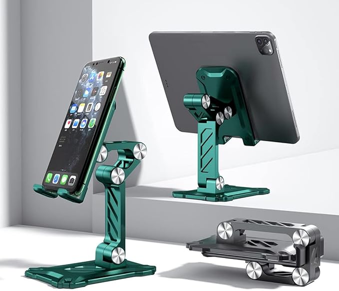 Phone Stand for Desk. Foldable Desktop Mobile Phone Stand with Angle Height Adjustable, Portable Office Cell Phone Holder, Cradle, Dock. Fits All 4.7-13in iPhone/Smartphone/iPad/Tablet.