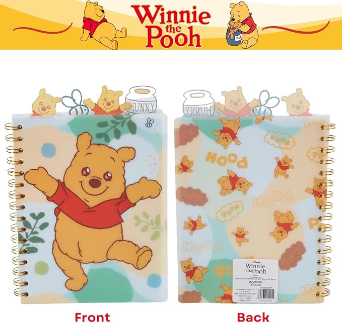 Winnie the Pooh Tab Journal Notebook, Spiral Bound, 96 Lined Pages, 8 x 7 inches